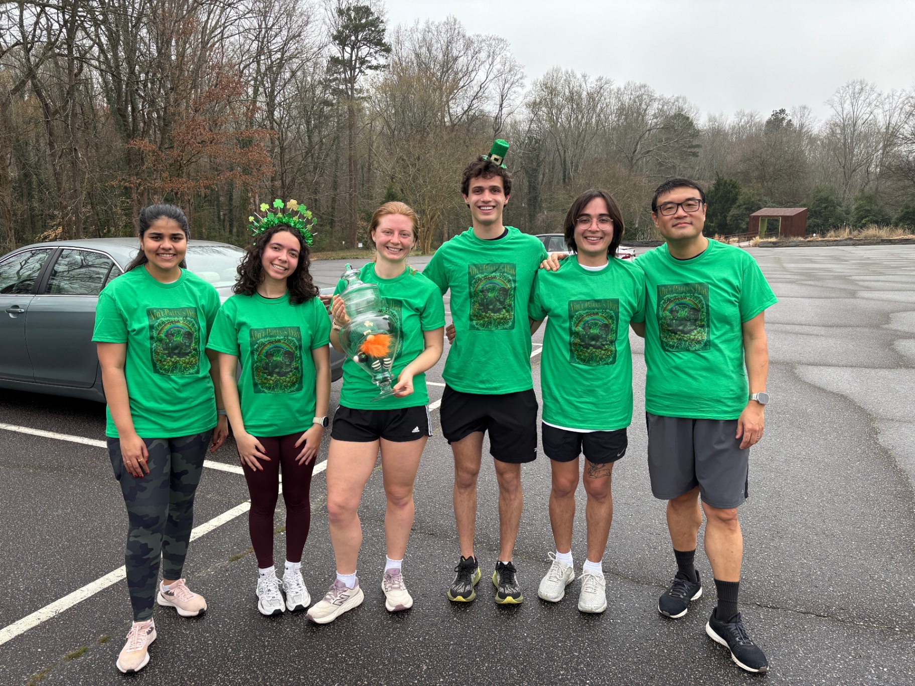 Dou Lab members in green shirts after the St. Patrick's Day 5K