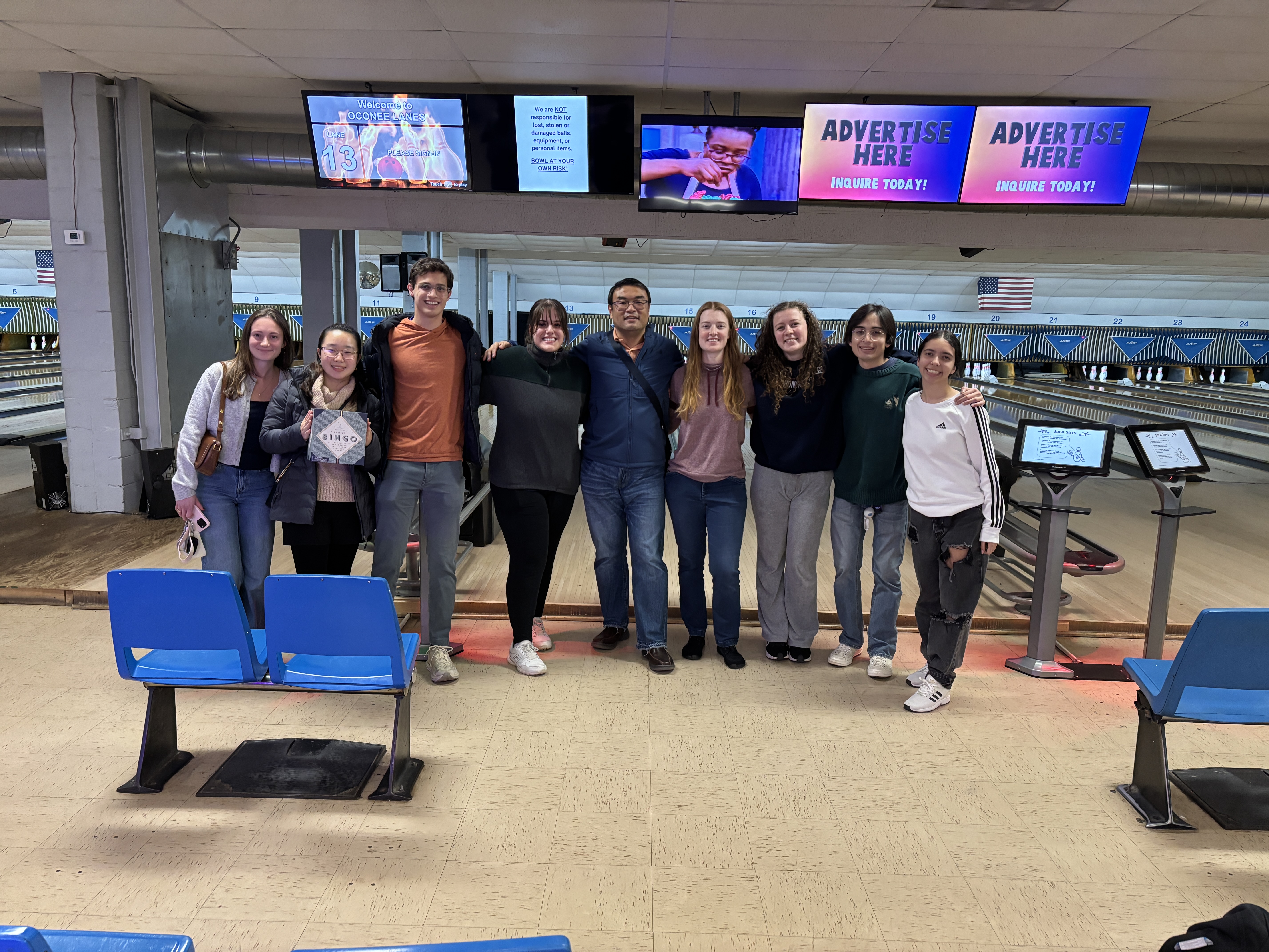 Lab members at the bowling alley
